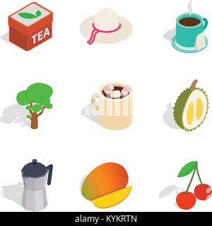 Nature business icons set, isometric style Stock Vector