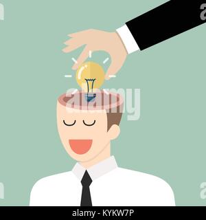 Businessman stealing idea from the other. Vector illustration Stock Vector