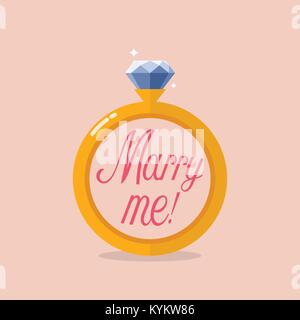 Marry me. Diamond ring. Vector illustration Stock Vector