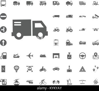 Post truck icon. Transport and Logistics set icons. Transportation set icons. Stock Vector