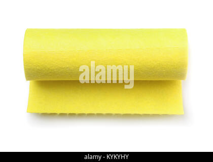 Top view of yellow felt fabric roll isolated on white Stock Photo