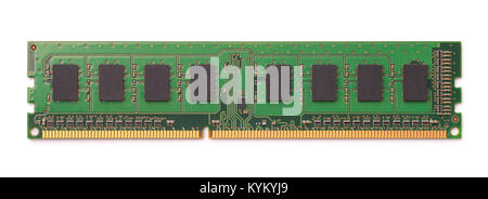Top view of computer RAM module isolated on white Stock Photo