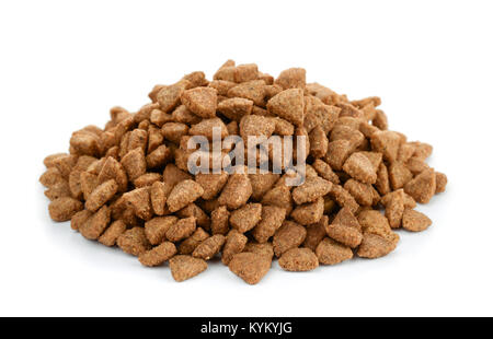 Pile of dry cat food isolated on white Stock Photo