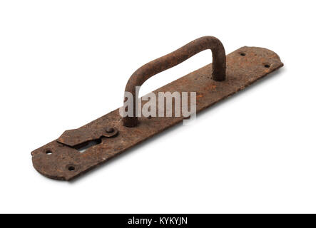 Old rusty door handle isolated on white Stock Photo