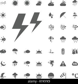 lightning and thunderstorms icon. Weather vector icons set. Stock Vector