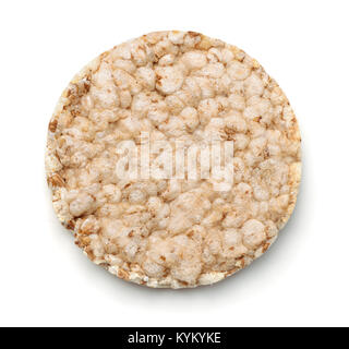 Top view of puffed crispbread isolated on white Stock Photo