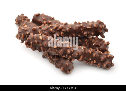 Chocolate covered cookies isolated on white Stock Photo