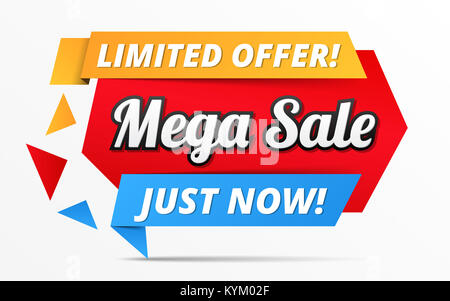 Limited offer mega sale banner, advertisement promotion design, vector eps10 illustration Stock Photo