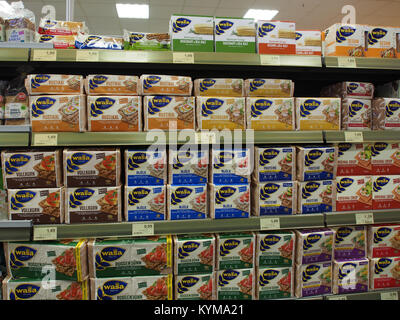 A photograph showing the Edeka and Citadel brands in Baden-Baden, Germany, featuring the Wasa product line. This image represents retail and food industry marketing in the region. Stock Photo