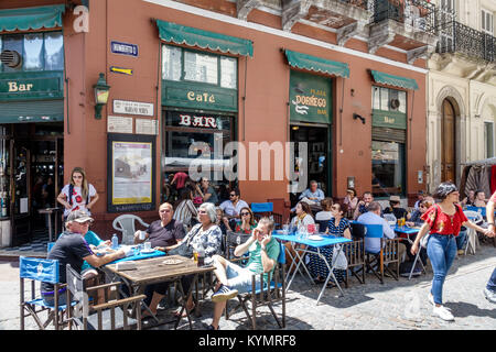 Buenos Aires Argentina,San Telmo,Plaza Dorrego Bar,restaurant restaurants food dining cafe cafes,restobar,sidewalk,tables,al fresco,sidewalk outside t Stock Photo