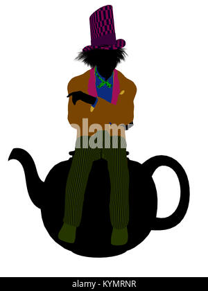 Madhatter from Allice in wonderland illustration silhouette on a white background