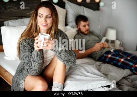 Carefree morning in common bedroom Stock Photo