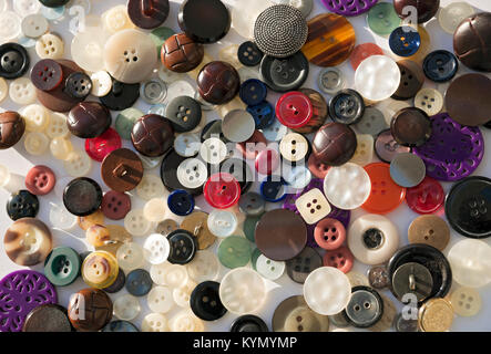 Close up of various mixed Assorted buttons button assortment Stock Photo