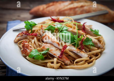 thai chicken noodles Stock Photo