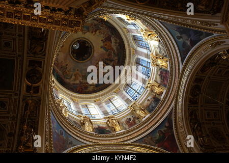 Saint Petersburg, Russia February 17, 2015: Dome of the St. Isaac's Cathedral from inside Stock Photo