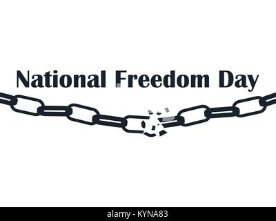 National freedom day, 1st of February. Broken chain isolated on white background. Vector illustration Stock Vector