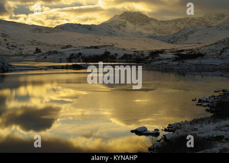 Snowdon Horseshoe, Llynnau Mymbyr, Eryri, Gwynedd, North Wales, United Kingdom, Stock Photo