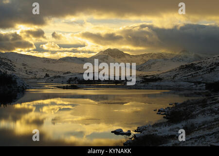 Snowdon Horseshoe, Llynnau Mymbyr, Eryri, Gwynedd, North Wales, United Kingdom, Stock Photo
