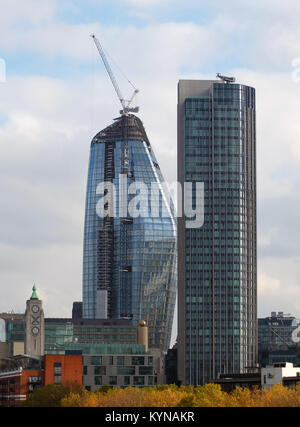 London, England - November 03, 2017: The city of london south bank showing current construction work on new large commercial developments Stock Photo