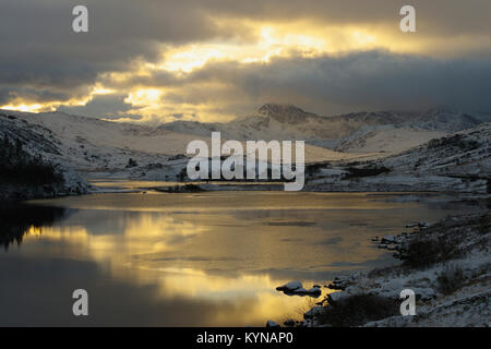 Snowdon Horseshoe, Llynnau Mymbyr, Eryri, Gwynedd, North Wales, United Kingdom, Stock Photo
