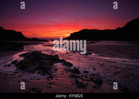 Sunset at Porth Dafarch, Anglesey Stock Photo