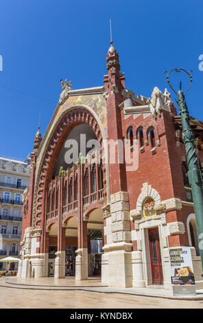 Facade of the Mercado Colon market hall in Valencia, Spain Stock Photo