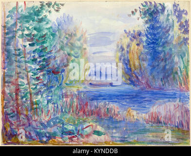 Pierre Auguste Renoir - River Landscape -  1890 Stock Photo