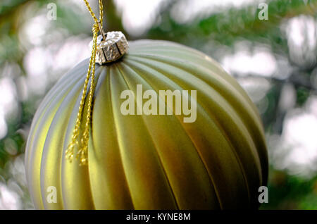 green fluted christmas tree bauble Stock Photo