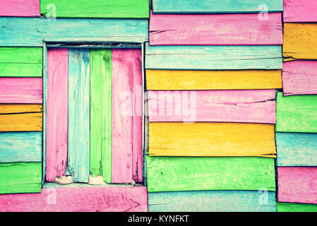 Old colorful wooden wall Stock Photo