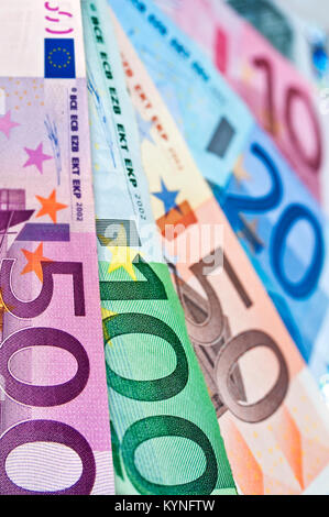 Close up of euros money banknotes Stock Photo