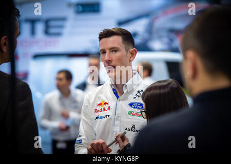 World Champion Sebastien Ogier of M-Sport World Rally Team at the WRC launch,  Autosport International Racing Car Show 2018 at NEC Stock Photo