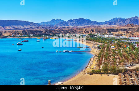 Sinai peninsula boasts perfect sand beaches, multiple diving areas, beautiful desert nature and fantastic mountain landscapes, Sharm El Sheikh, Egypt. Stock Photo