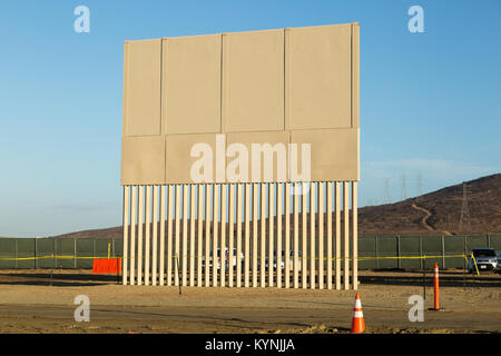 Ground views of different Border Wall Prototypes as they take shape during the Wall Prototype Construction Project near the Otay Mesa Port of Entry.  Photo by: Mani Albrecht Stock Photo