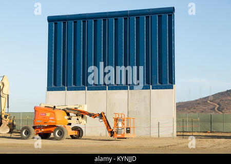 Ground views of different Border Wall Prototypes as they take shape during the Wall Prototype Construction Project near the Otay Mesa Port of Entry.  Photo by: Mani Albrecht Stock Photo