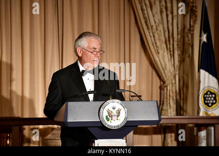 U.S. Secretary of State Rex Tillerson delivers remarks at the Kennedy Center Honors Dinner at the U.S. Department of State in Washington, D.C. on December 2, 2017. Stock Photo