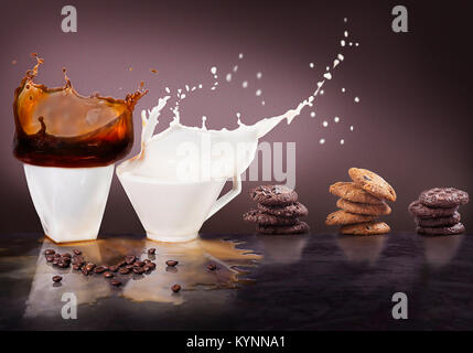 coffee and milk dancing Stock Photo