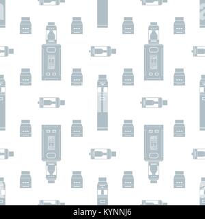 vector grey monochrome design various rebuildable drip and tank vape atomizers types RDA RDTA RBA RTA mechanical DNA mod devices illustrations seamles Stock Vector