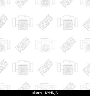 vector grey monochrome outline style design GPU mining graphic processing units and ASIC crypto currency miner device illustrations isolated light bac Stock Vector