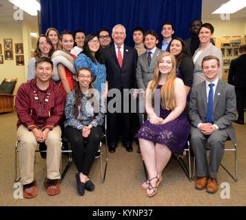 U.S. Secretary of State Rex Tillerson poses for a photo with the Arctic Youth Ambassadors at the Morris Thompson Cultural and Visitors Center in Fairbanks, Alaska, on May 10, 2017. [U.S. Air Force photo/ ] Secretary Tillerson Poses for a Photo With the Arctic Youth 33745226664 o Stock Photo