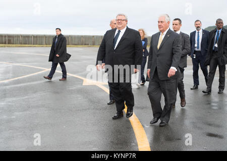 U.S. Secretary of State Rex Tillerson is escorted to his plane by New Zealander Foreign Minister Gerry Brownlee in Wellington, New Zealand, on June 6, 2017. Secretary Tillerson Is Escorted by New Zealander Foreign  New 35089287386 o Stock Photo