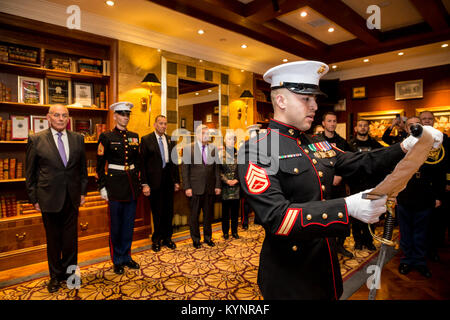 Chief of Staff to the President of the United States Gen. John Kelly participates in a Cake Cutting Ceremony celebrating the Marine Corps Birthday Friday, November 10, 2017, at the St. Regis Hotel in Beijing, China.   (Official White House Photo by Shealah Craighead) President Trump's Trip to Asia 37648675264 o Stock Photo