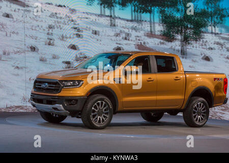 Detroit, Michigan, USA. 14th Jan, 2018. The new 2019 Ford Ranger FX4 at the North American International Auto Show. Credit: Jim West/Alamy Live News Stock Photo