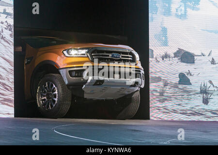 Detroit, Michigan, USA. 14th Jan, 2018. The new 2019 Ford Ranger FX4 arrives at the North American International Auto Show. Credit: Jim West/Alamy Live News Stock Photo