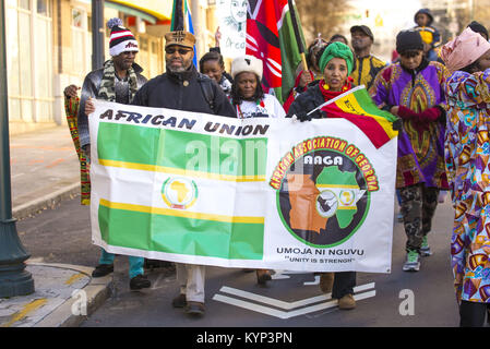 Atlanta, USA. 15th Jan, 2018. Thousands of people gathered in Atlanta for the annual MLK Day march which celebrates the life of Dr. Martin Luther King Jr. 15th Jan, 2018. Credit: Steve Eberhardt/ZUMA Wire/Alamy Live News Stock Photo