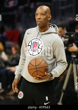 Los Angeles, CA, USA. 15th Jan, 2018. LA Clippers assistant coach Sam Cassell coaching before the Houston Rockets vs Los Angeles Clippers at Staples Center on January 15, 2018. (Photo by Jevone Moore/Cal Sport Media) Credit: csm/Alamy Live News Stock Photo