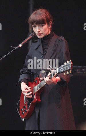 The English indie folk band Daughter performs a live concert at the Norwegian music festival Øyafestivalen 2016 in Oslo. Here singer and musician Elena Tonra is seen live on stage. Norway, 12/08 2016. Stock Photo