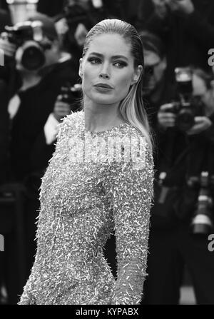 ( Image digitally altered to monochrome ) Doutzen Kroes  attends The Beguiled screening during the 70th annual Cannes Film Festival at Palais des Festivals on May 24, 2017 in Cannes, France. Stock Photo