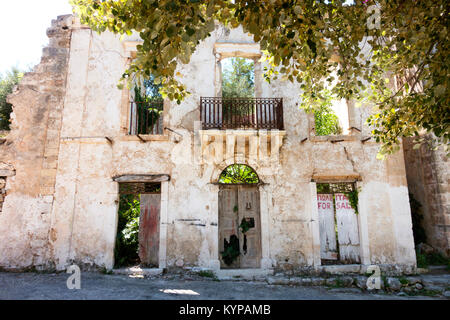 Beautiful house badly damaged by the earthquake of 1953, Assos, Cephalonia, Ionian Sea ,Greece Stock Photo