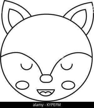 cute fox head animal close eyes cartoon Stock Vector Image & Art - Alamy