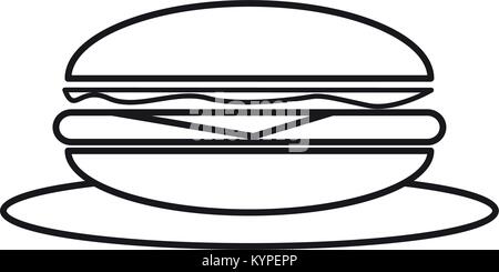 Isolated hamburger outline Stock Vector